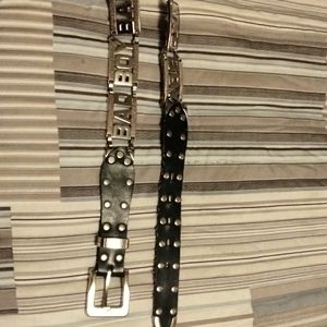 Bad boy belt (metal and leather)